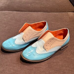 Chic Blue and Cream Women's Loafers